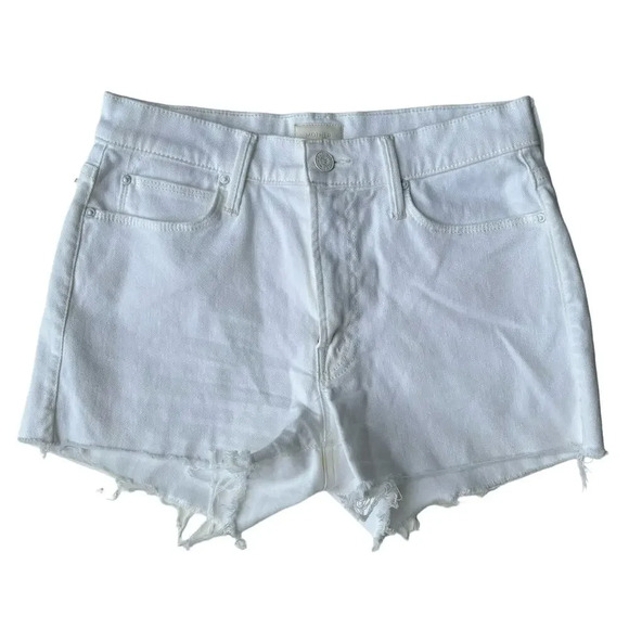 Mother The Charmer Fray Short in Glass Slipper White Denim w/ Stretch Size 26 - Picture 1 of 7